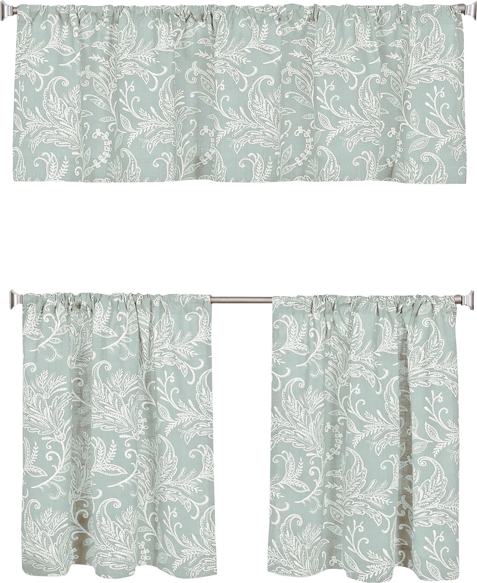 Elrene Home Fashions Flora Kitchen Tier Set & Reviews | Wayfair Pertaining To Imperial Flower Jacquard Tier And Valance Kitchen Curtain Sets (Photo 14 of 20)
