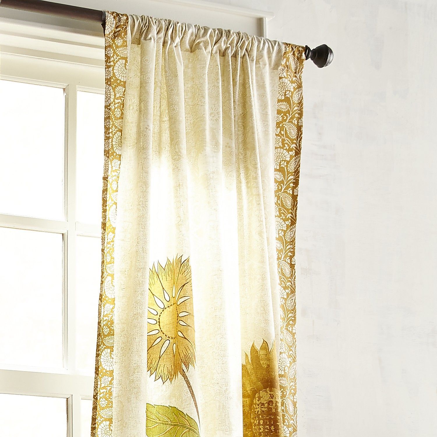 Embroidered Sunflowers 84" Curtain | *pier 1 Index Within Traditional Tailored Window Curtains With Embroidered Yellow Sunflowers (View 12 of 20)