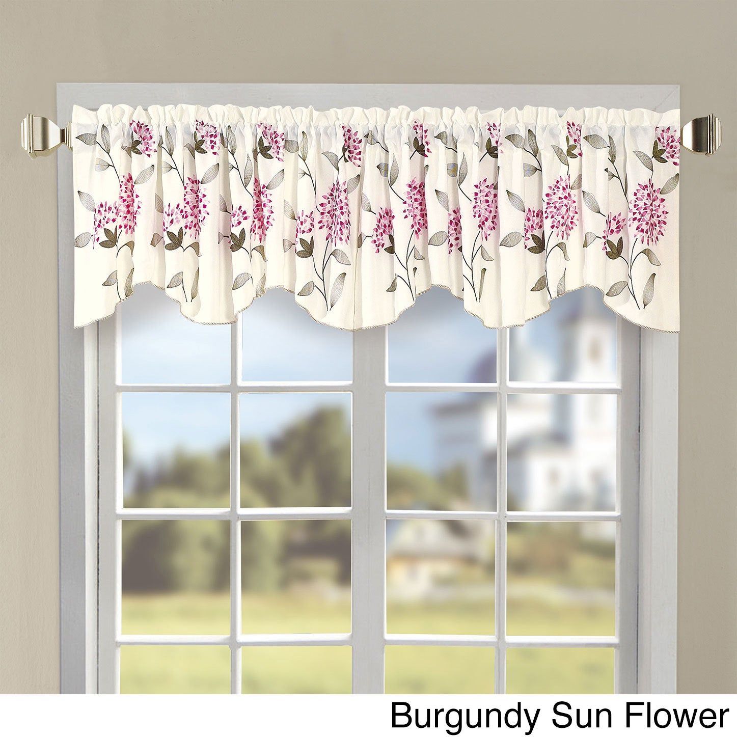 Embroidery Sunflower Valance Inside Traditional Tailored Window Curtains With Embroidered Yellow Sunflowers (Photo 4 of 20)