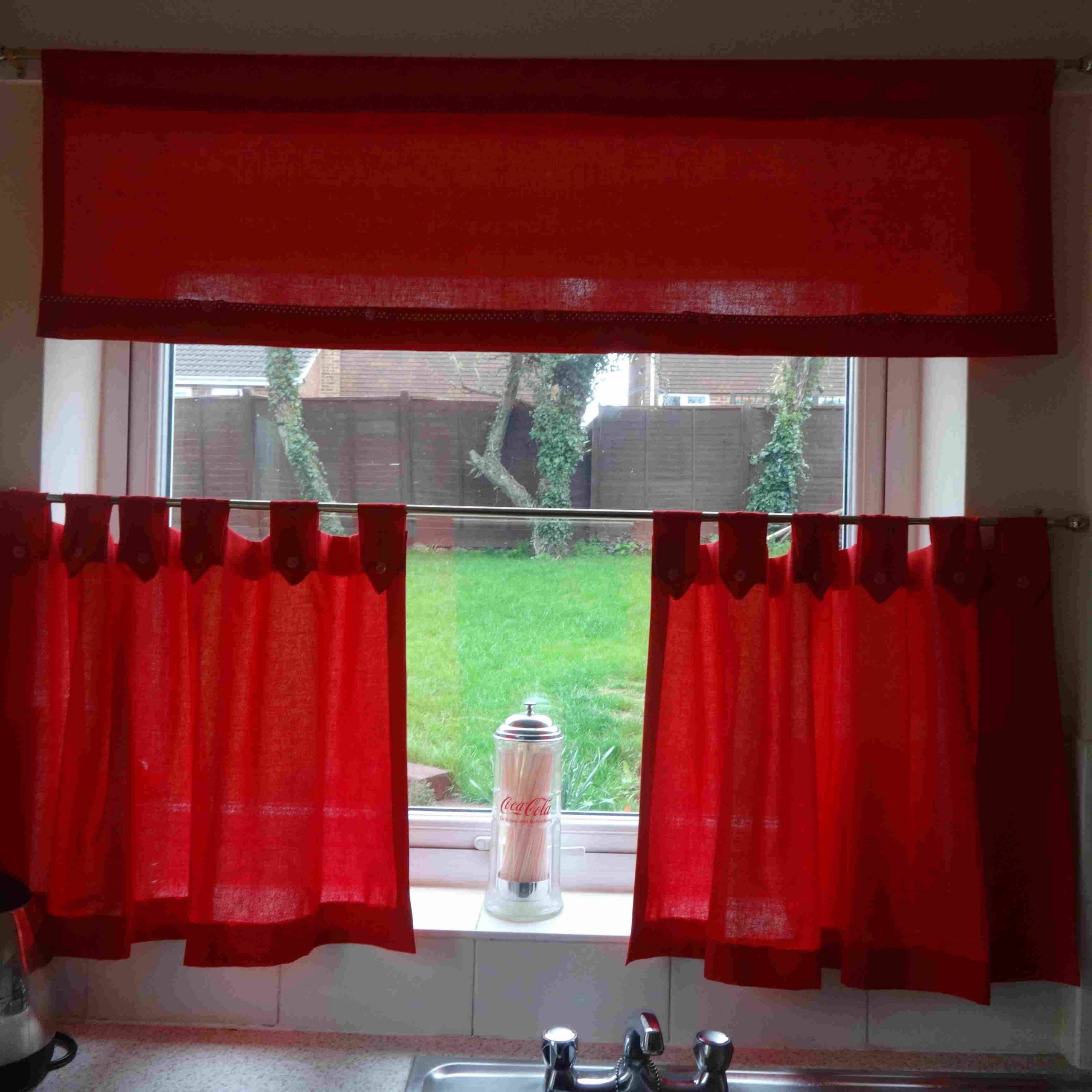 Excellent Kitchen Valance Red Curtains Make Burlap For For Modern Subtle Texture Solid Red Kitchen Curtains (Photo 9 of 20)
