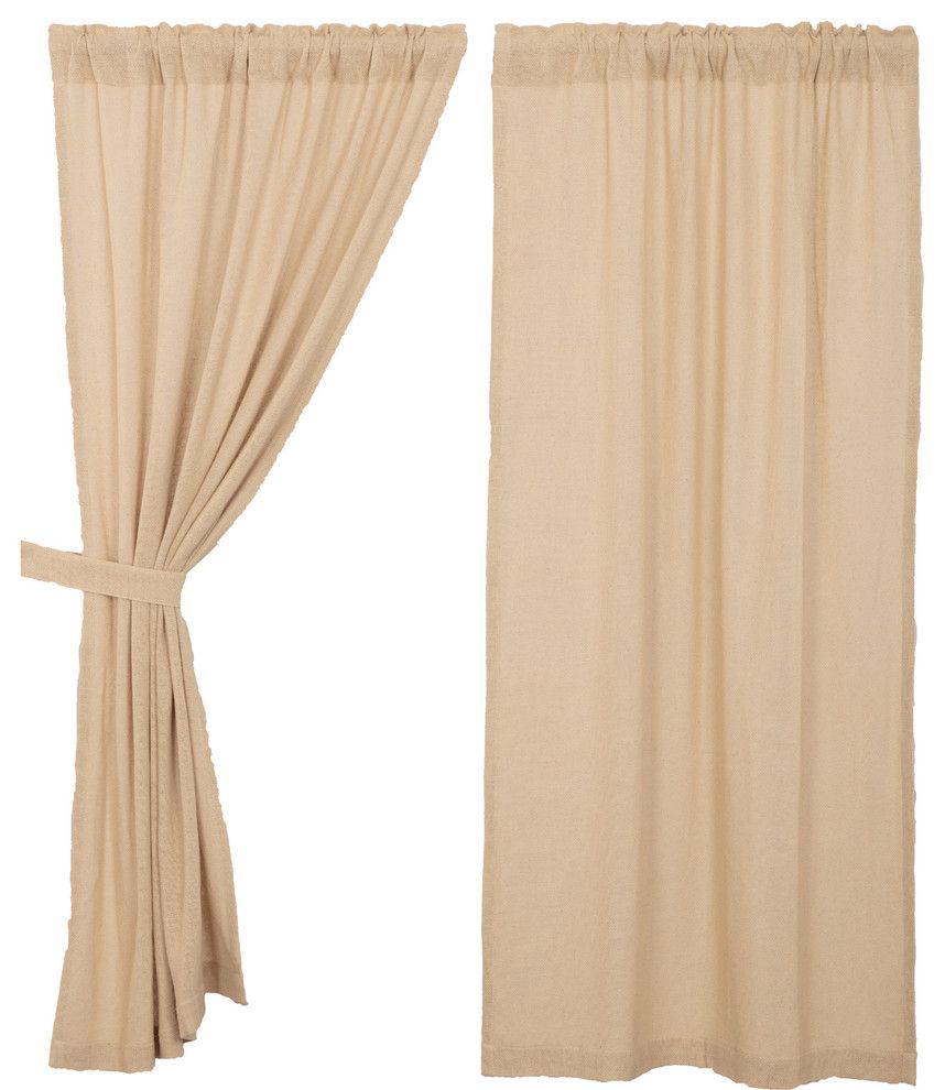 Farmhouse Curtains Veranda Burlap Panel Rod Pocket Cotton Solid Color, Set  Of 2 With Regard To Rod Pocket Cotton Linen Blend Solid Color Flax Kitchen Curtains (View 10 of 20)