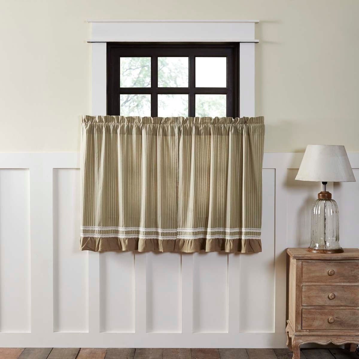 Featured Photo of 20 Inspirations Rod Pocket Cotton Striped Lace Cotton Burlap Kitchen Curtains