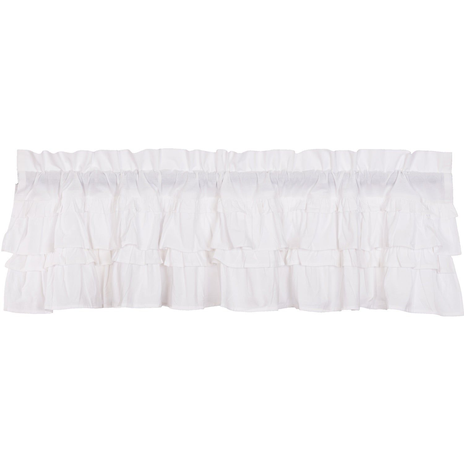 Farmhouse Kitchen Curtains Vhc Muslin Ruffled Valance Rod Pocket Cotton  Solid Color Muslin Throughout Rod Pocket Cotton Solid Color Ruched Ruffle Kitchen Curtains (View 7 of 20)