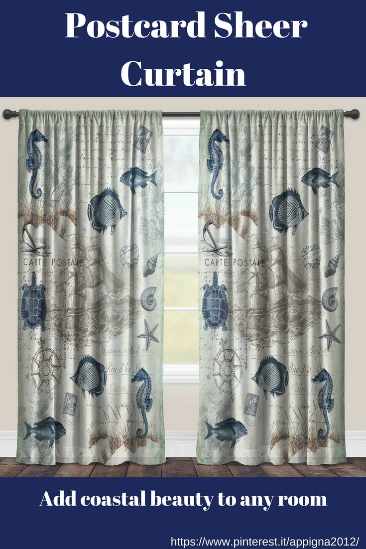 Features A Vintage Sailing Motif, Complete With Various In Vintage Sea Shore All Over Printed Window Curtains (View 3 of 20)