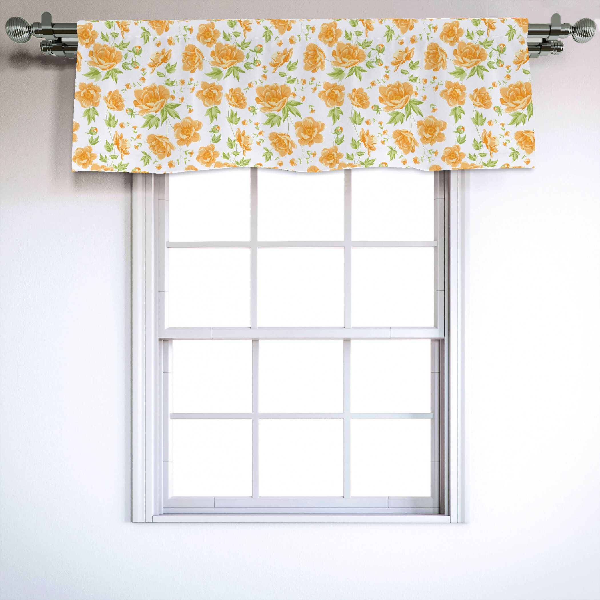 Flower 54" Window Valance Throughout Floral Watercolor Semi Sheer Rod Pocket Kitchen Curtain Valance And Tiers Sets (Photo 13 of 20)