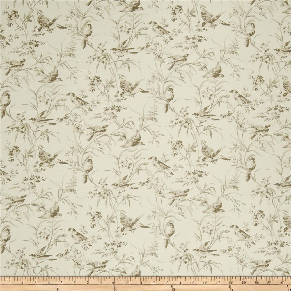 French General Aviary Toile Linen Bisque Regarding Aviary Window Curtains (View 11 of 20)