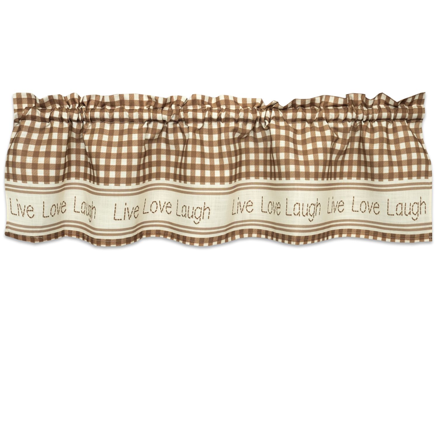 Gingham Stitch Live Laugh Love Kitchen Curtain Tier Pair Or Valance Toast For Live, Love, Laugh Window Curtain Tier Pair And Valance Sets (Photo 16 of 20)