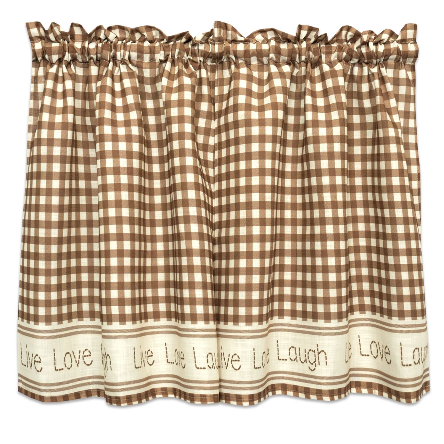 Gingham Stitch Live Laugh Love Kitchen Curtain Tier Pair Or Valance Toast For Live, Love, Laugh Window Curtain Tier Pair And Valance Sets (Photo 4 of 20)