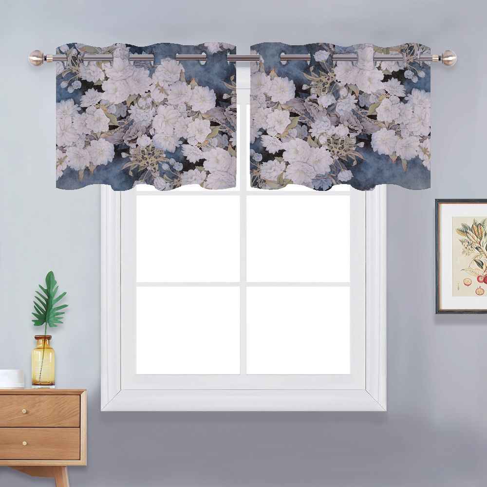 Gorgeus Flowers Blackout Curtain Valance Tier Pertaining To Luxurious Kitchen Curtains Tiers, Shade Or Valances (View 20 of 20)