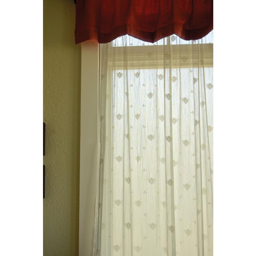 Heritage Lace Bee 96 In. L Polyester Valance In White With French Vanilla Country Style Curtain Parts With White Daisy Lace Accent (Photo 10 of 20)