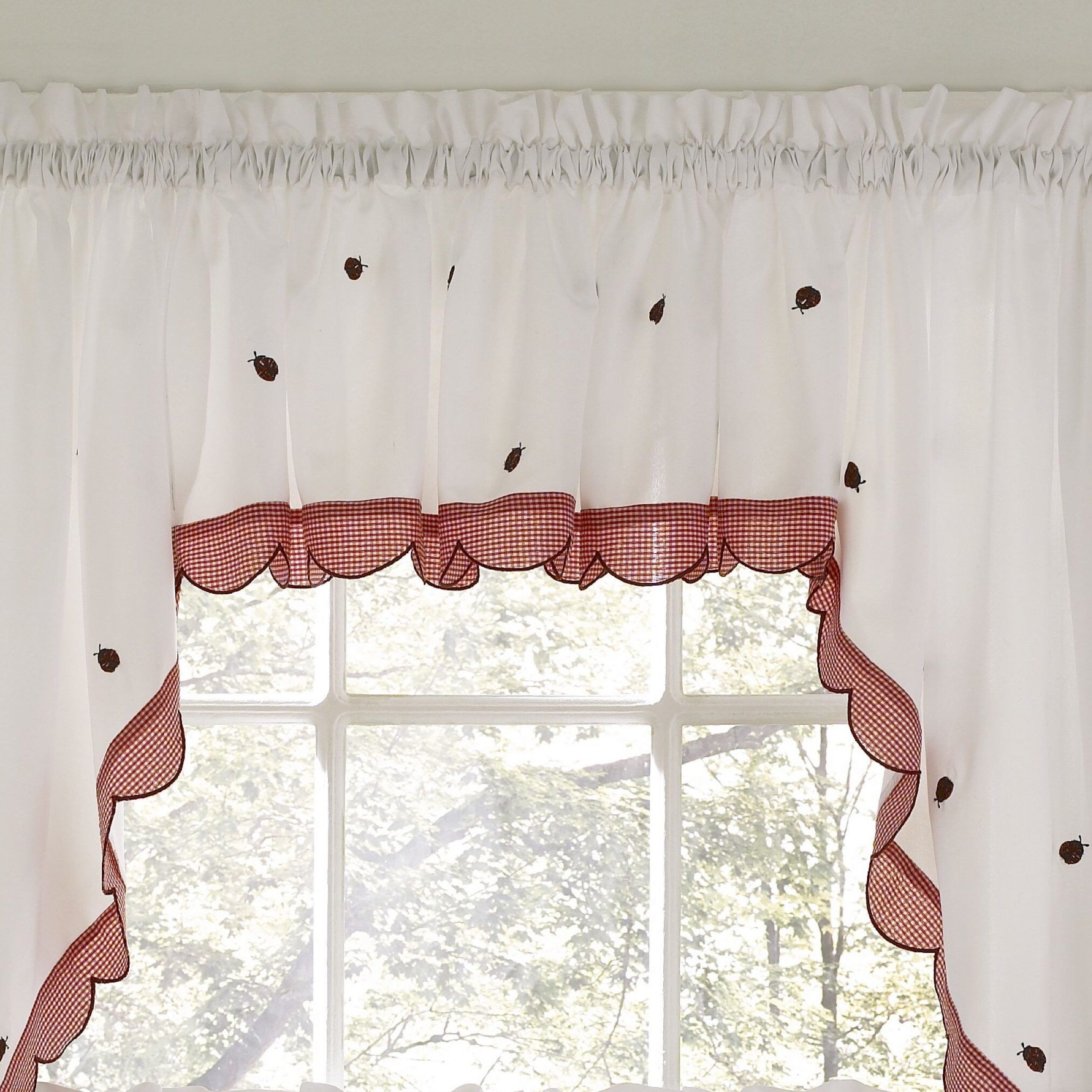 Higham Traditional Elegance 56" Window Valance Cafe Curtain Intended For Embroidered Ladybugs Window Curtain Pieces (View 9 of 20)