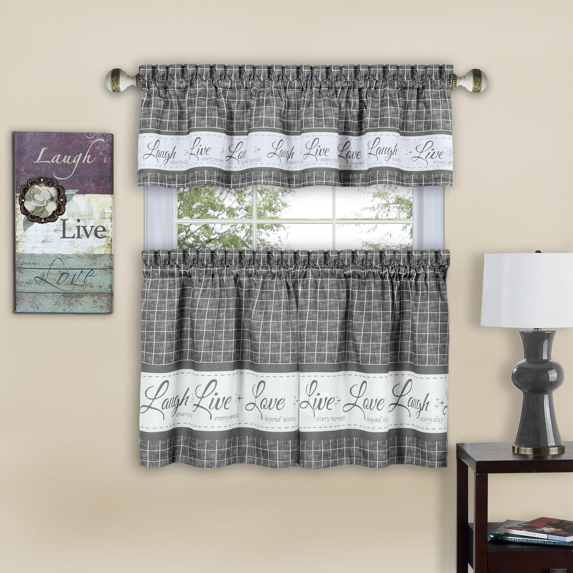 Home In 2019 | Kitchen Curtain Sets, Curtains, Kitchen Inside Floral Lace Rod Pocket Kitchen Curtain Valance And Tiers Sets (View 4 of 20)
