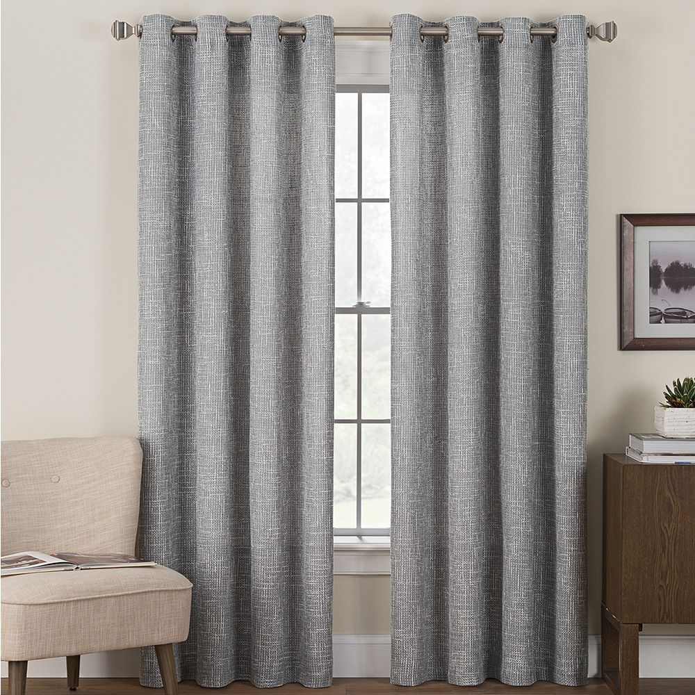 Hudson Hill 1 Panel Cooper Window Curtain, Grey, 50x84 In With Regard To Hudson Pintuck Window Curtain Valances (View 9 of 20)