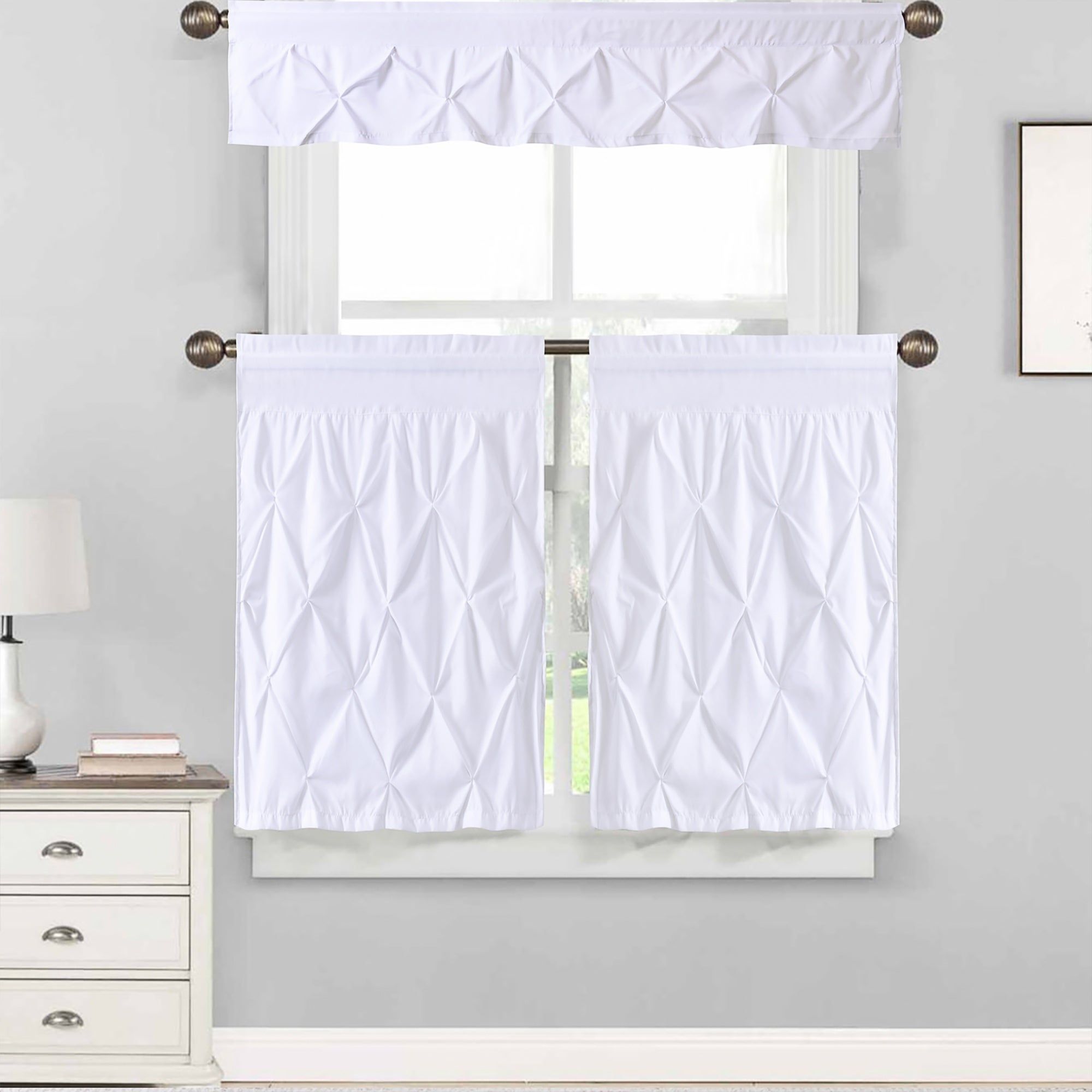 Hudson Pintuck Window Curtain Tier And Valance Set (24"l Or 36"l) White In Hudson Pintuck Window Curtain Valances (View 2 of 20)