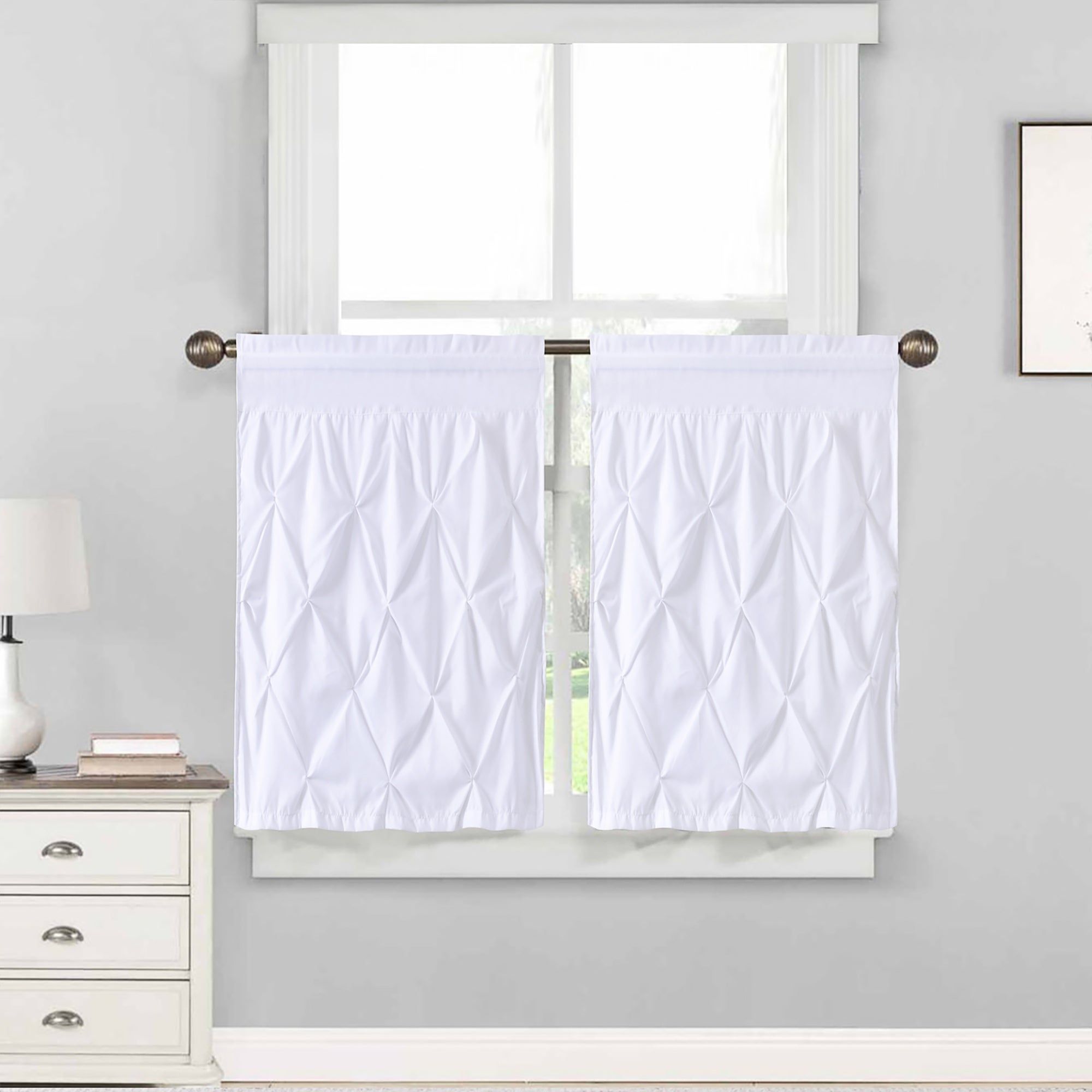 Hudson Pintuck Window Curtain Tier Pair (24"x30") White – 36 Inch In Pintuck Kitchen Window Tiers (Photo 2 of 20)
