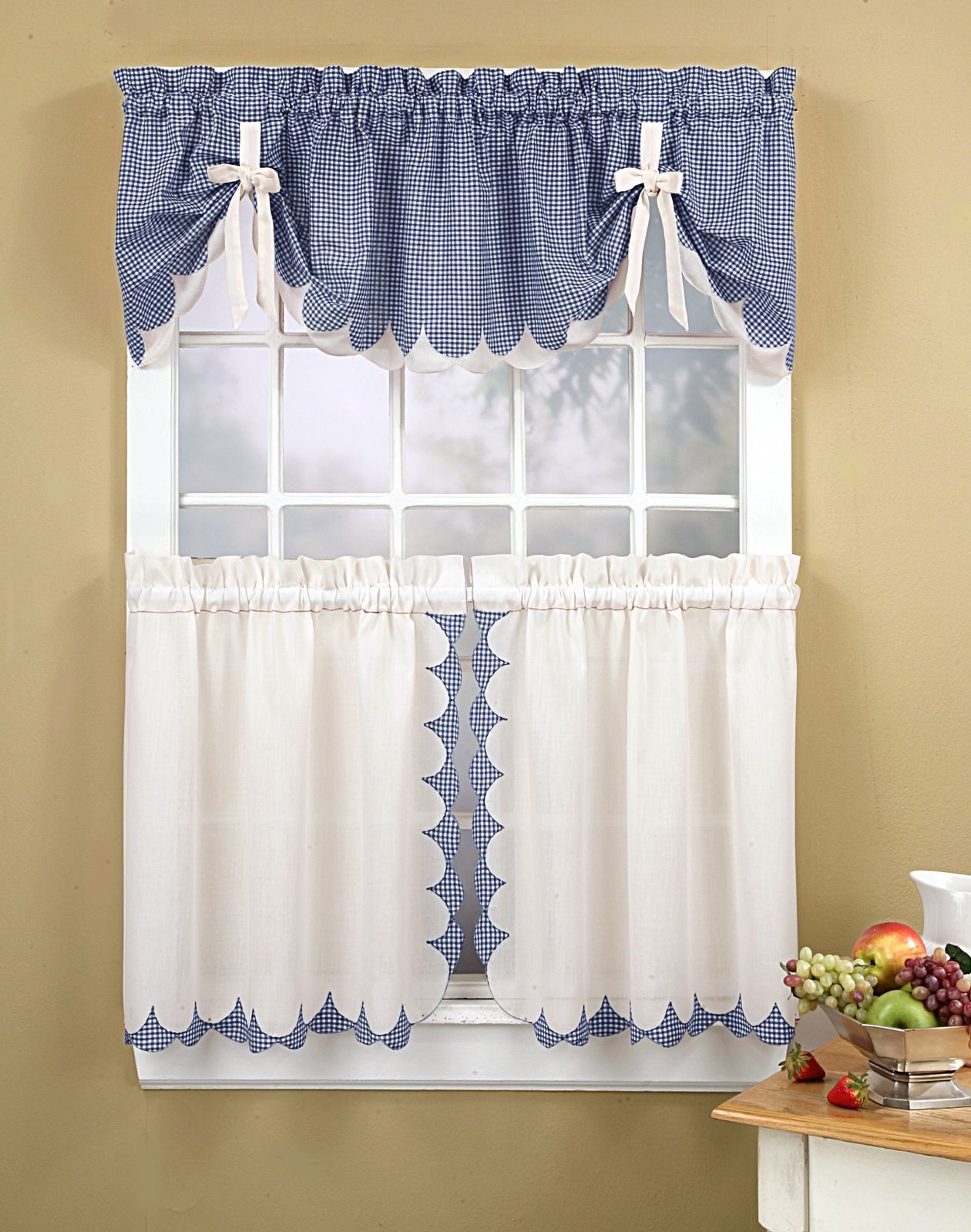 Kitchen Curtains | Tabitha 3 Piece Kitchen Curtain Tier Set Inside Embroidered Floral 5 Piece Kitchen Curtain Sets (View 6 of 20)