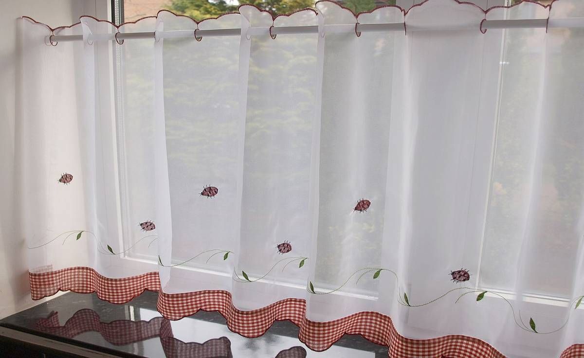'ladybird' Cafe Curtains Within Embroidered Ladybugs Window Curtain Pieces (View 17 of 20)
