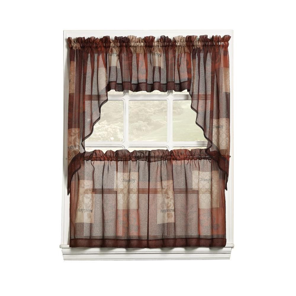 Lichtenberg Sheer Multi Eden Printed Textured Sheer Kitchen Curtain Swags,  56 In. W X 36 In (View 14 of 20)
