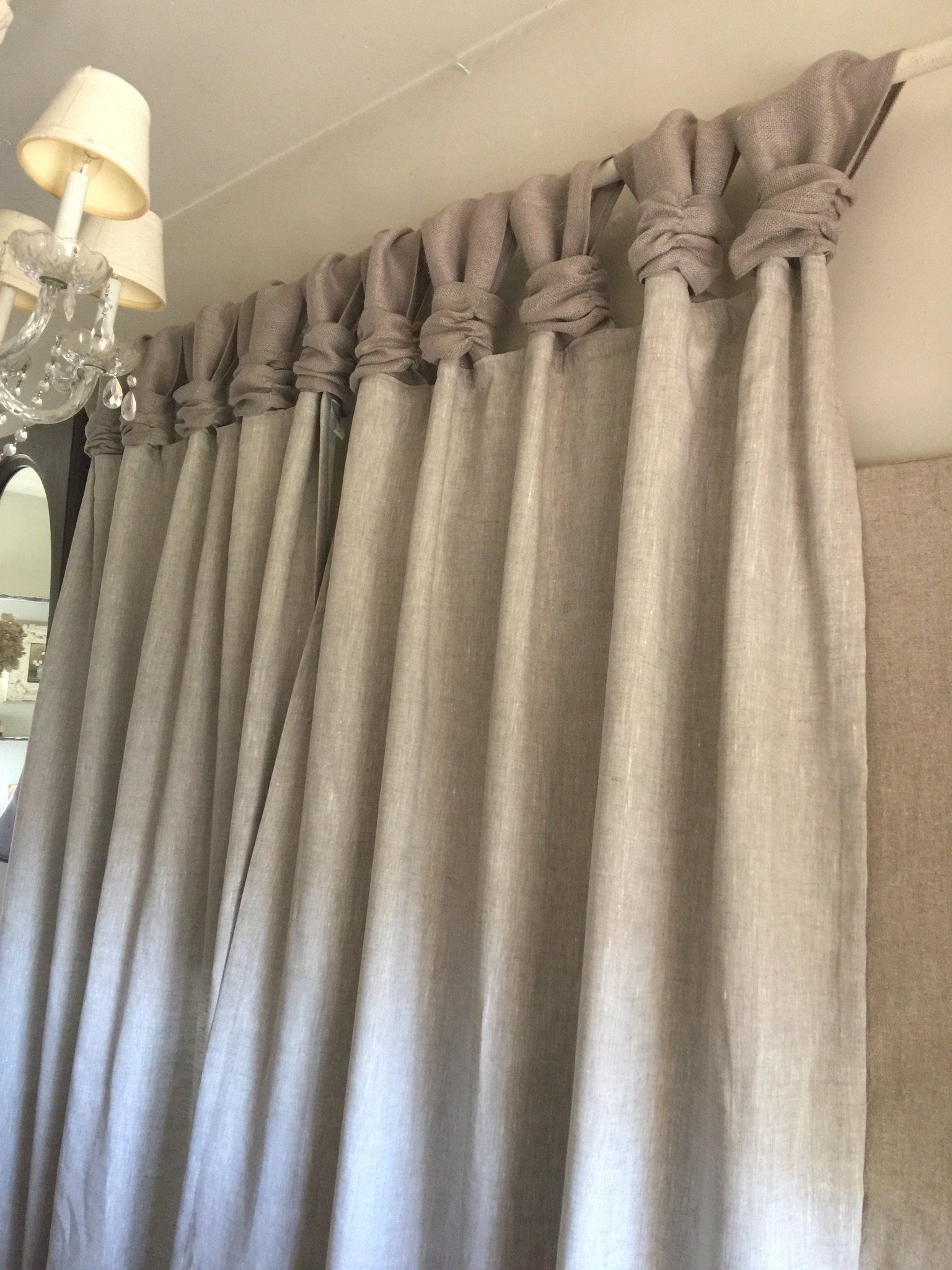Linen Curtain – Ash Gray Burlap – Wide Ruched Tabs | Home Regarding Rod Pocket Cotton Solid Color Ruched Ruffle Kitchen Curtains (View 13 of 20)