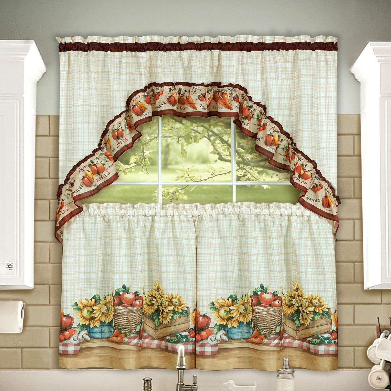 Lockport Farmers Market Printed Tier And Swag Set With Multicolored Printed Curtain Tier And Swag Sets (View 17 of 20)