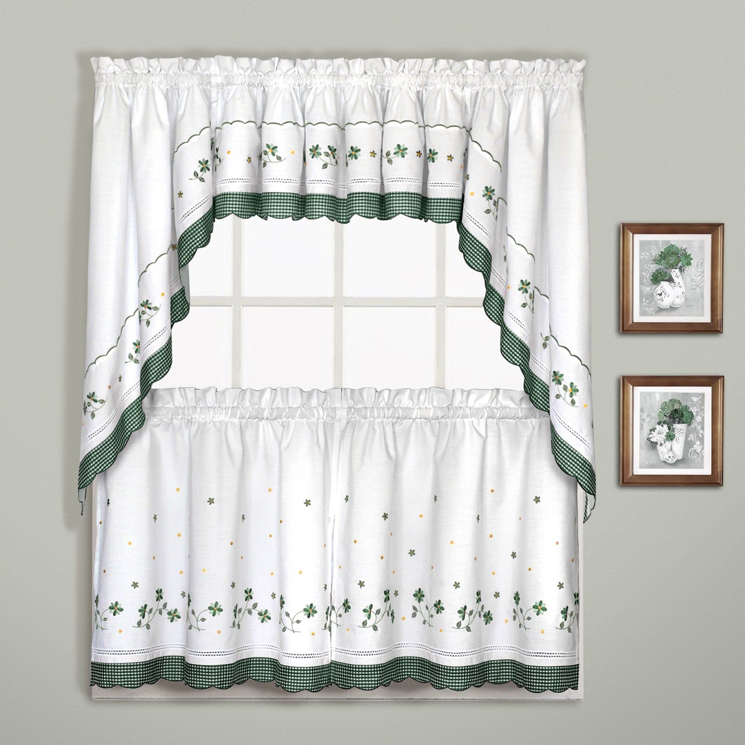 Luxury Collection Gingham Light Filtering Straight Valance Throughout Oakwood Linen Style Decorative Window Curtain Tier Sets (View 10 of 20)