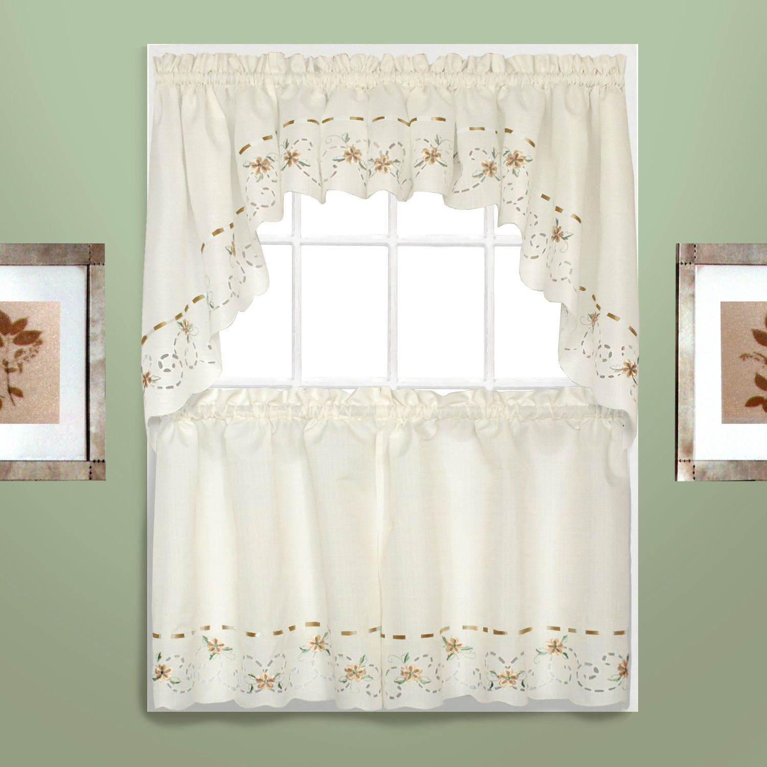 Luxury Collection Rachael Rod Pocket Kitchen Tier Intended For Fluttering Butterfly White Embroidered Tier, Swag, Or Valance Kitchen Curtains (View 4 of 20)