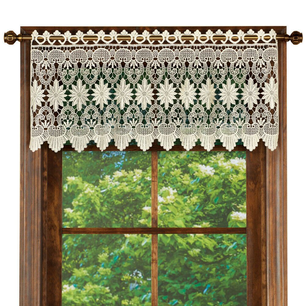 Macrame Curtain Scalloped Valance Window Topper For Bathroom, Bedroom,  Kitchen With Regard To Tailored Toppers With Valances (View 9 of 20)