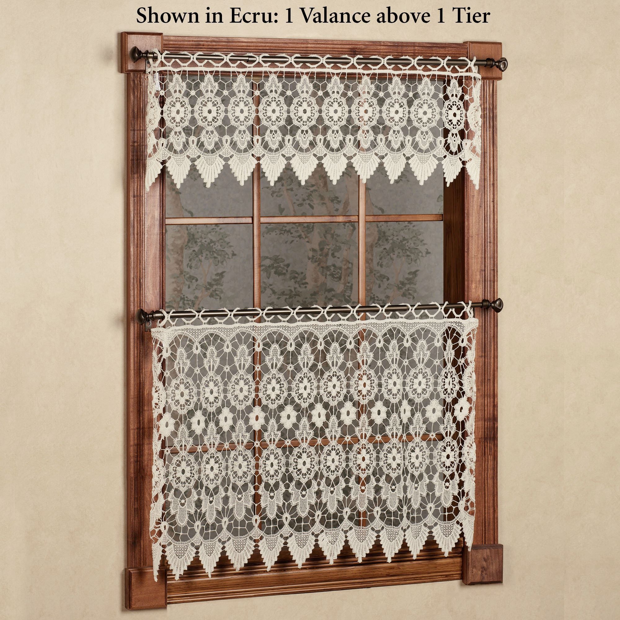 Medallion Macrame Lace Tier Window Treatment Regarding Medallion Window Curtain Valances (View 9 of 20)