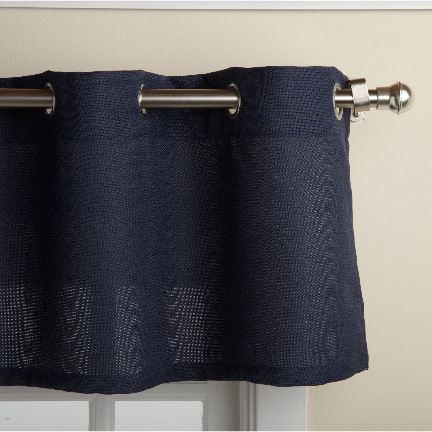 Modern Subtle Texture Solid Navy Kitchen Curtain Parts With Grommets  Tier  And Valance Options Regarding Modern Subtle Texture Solid Red Kitchen Curtains (View 15 of 20)