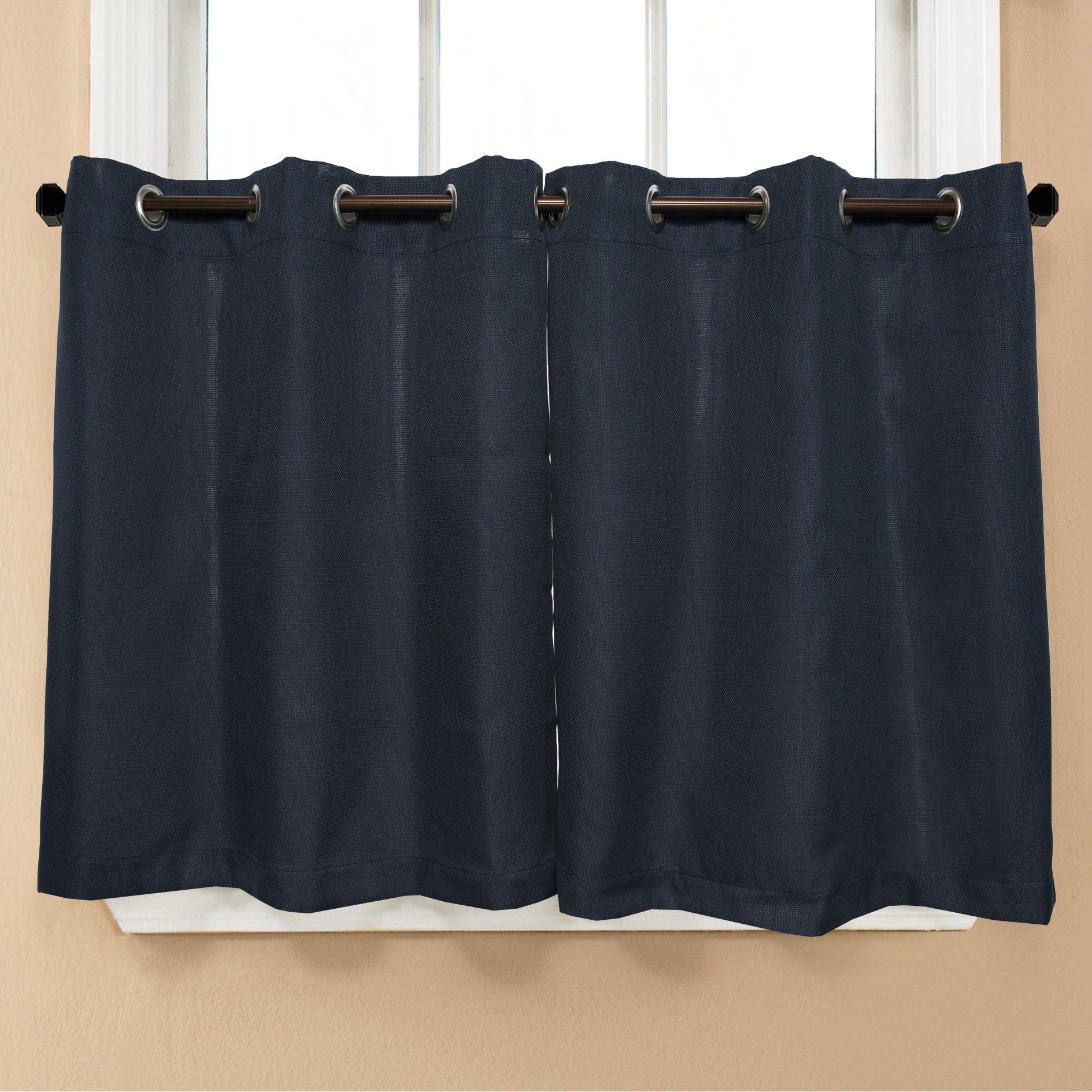 Modern Subtle Texture Solid Navy Kitchen Curtain Parts With Grommets  Tier  And Valance Options With Regard To Modern Subtle Texture Solid Red Kitchen Curtains (View 7 of 20)