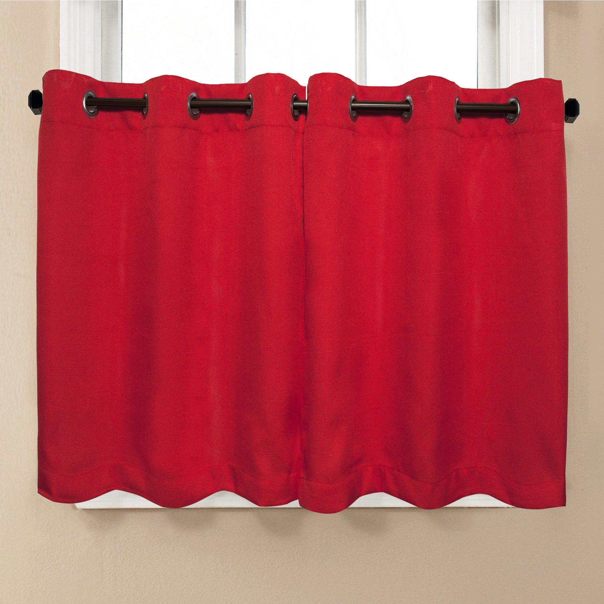 Modern Subtle Texture Solid Red Kitchen Curtain Parts With Grommets  Tier  And Valance Options Pertaining To Modern Subtle Texture Solid Red Kitchen Curtains (Photo 2 of 20)