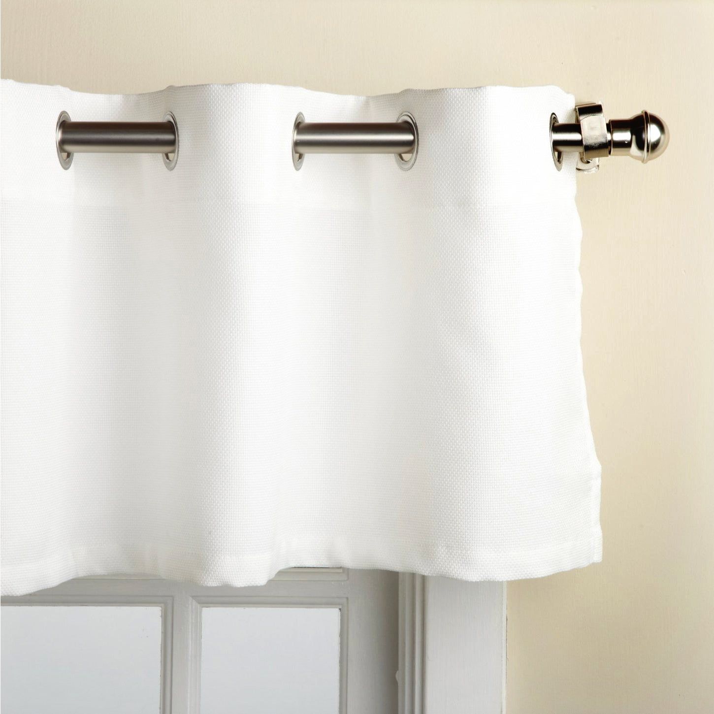Modern Subtle Texture Solid White Kitchen Curtain Parts With Grommets  Tier  And Valance Options With Regard To Modern Subtle Texture Solid White Kitchen Curtain Parts With Grommets Tier And Valance Options (View 5 of 20)