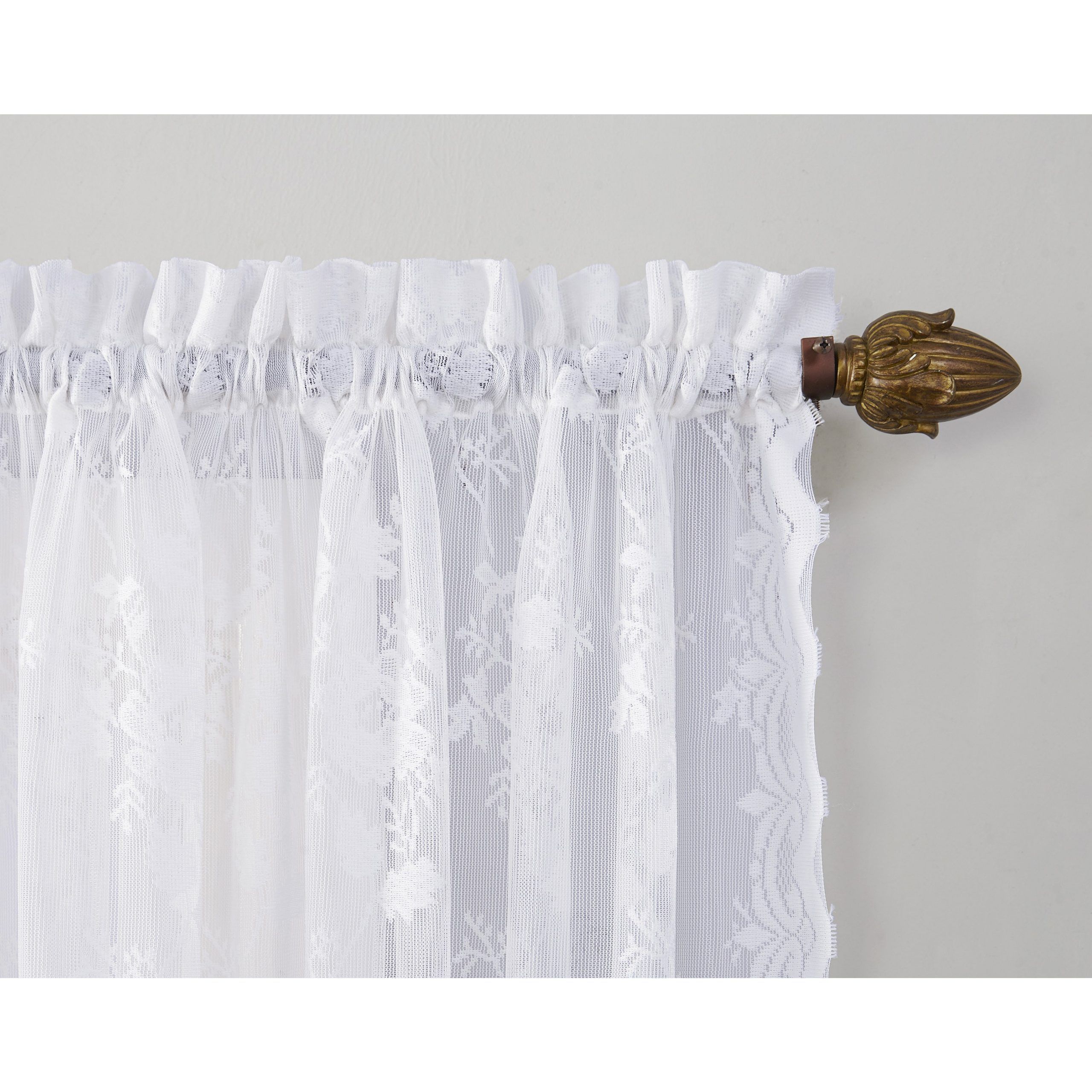No. 918 Alison Sheer Lace Elongated Kitchen Curtain Tier Pair For Sheer Lace Elongated Kitchen Curtain Tier Pairs (Photo 3 of 20)