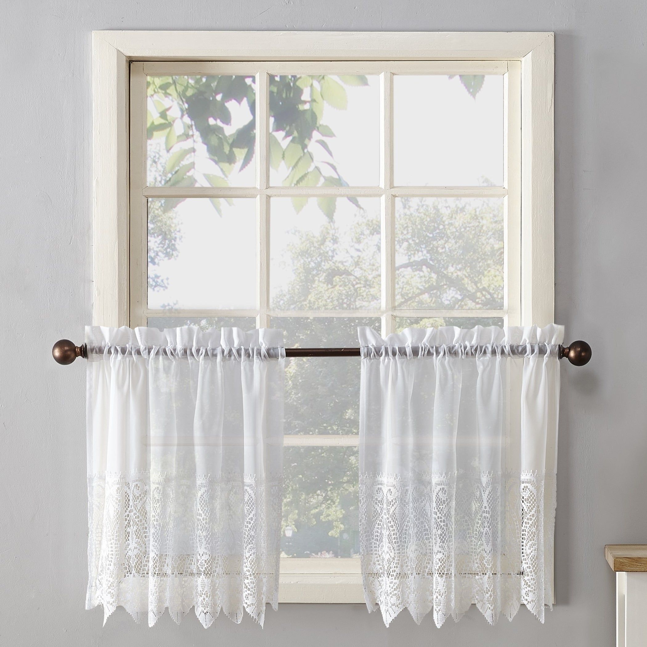 No. 918 Joy Kitchen Set Rod Pocket Window Tier (pair) In Sheer Lace Elongated Kitchen Curtain Tier Pairs (Photo 6 of 20)