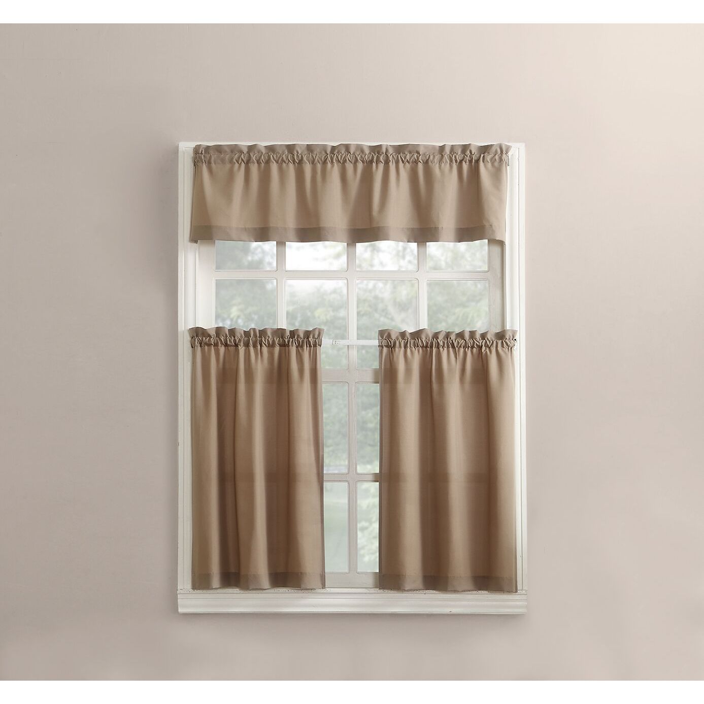 No. 918 Martine Solid Microfiber 3 Piece Kitchen Curtain Valance And Tiers  Set With Wallace Window Kitchen Curtain Tiers (Photo 16 of 20)