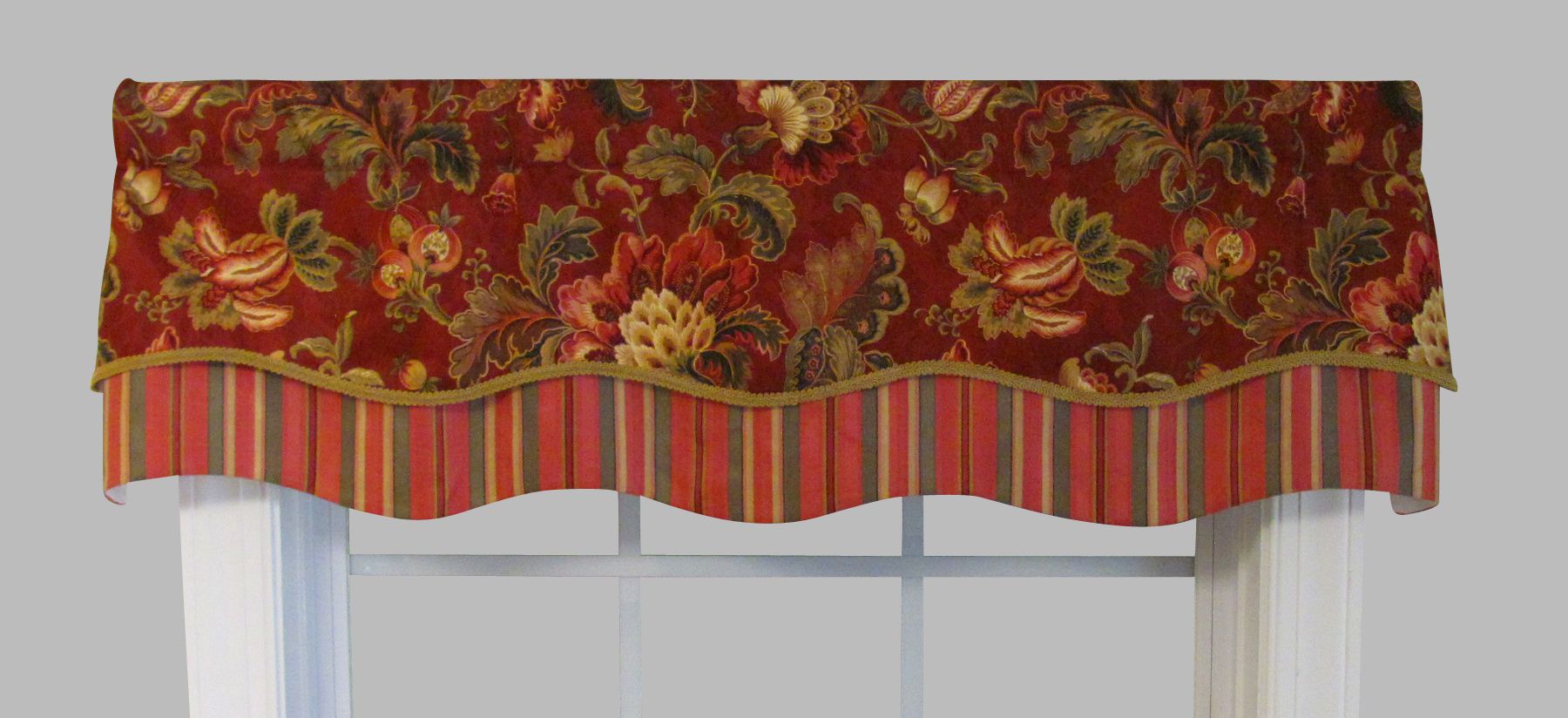 Noblesse Ruby Double Scallop Valance Throughout Floral Pattern Window Valances (Photo 10 of 20)