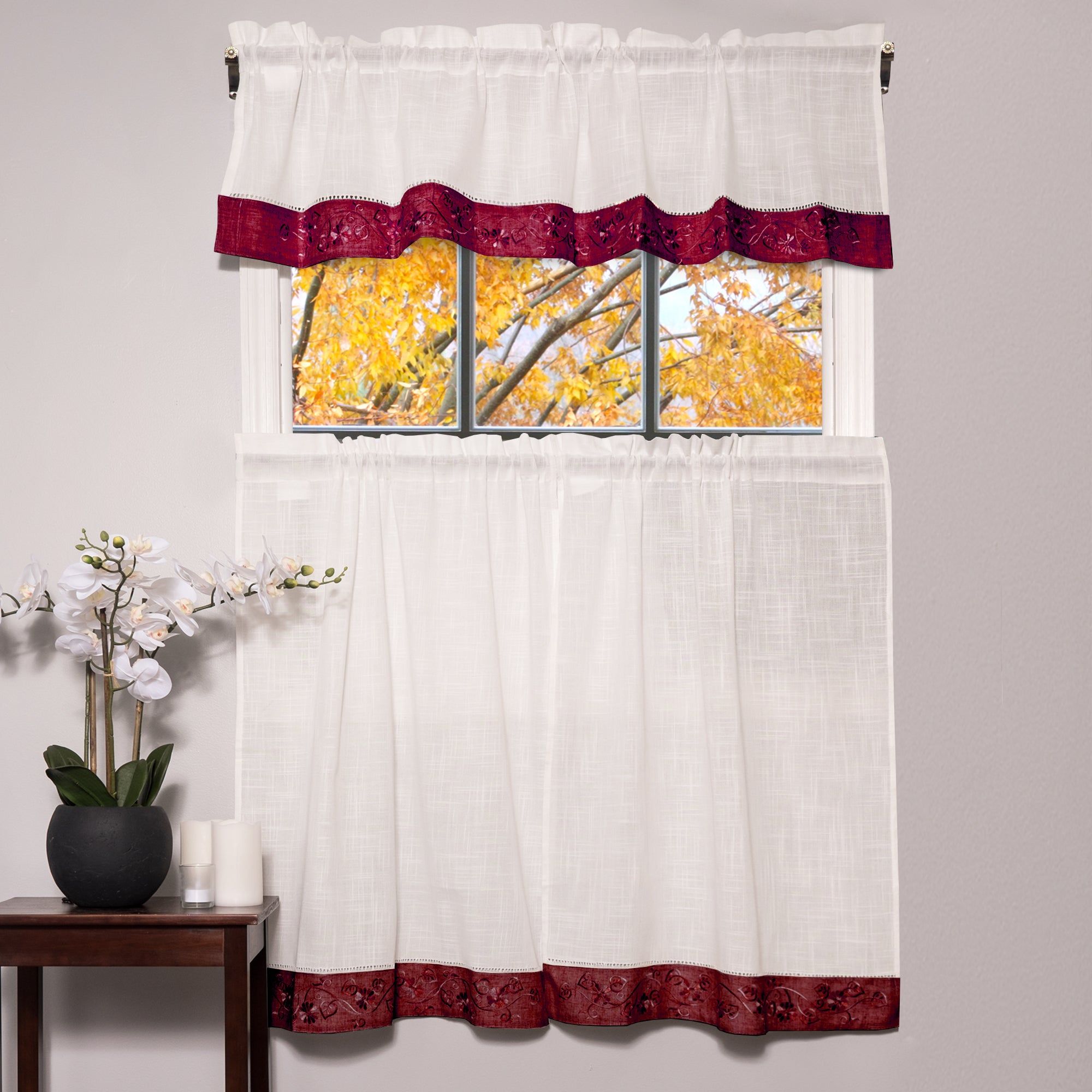 Oakwood Linen Style Decorative Window Curtain Tier Set In Oakwood Linen Style Decorative Curtain Tier Sets (Photo 1 of 20)