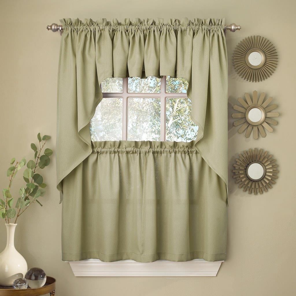 Opaque Ribcord Kitchen Curtain Pieces – Tiers/ Valances With Regard To White Micro Striped Semi Sheer Window Curtain Pieces (View 5 of 20)