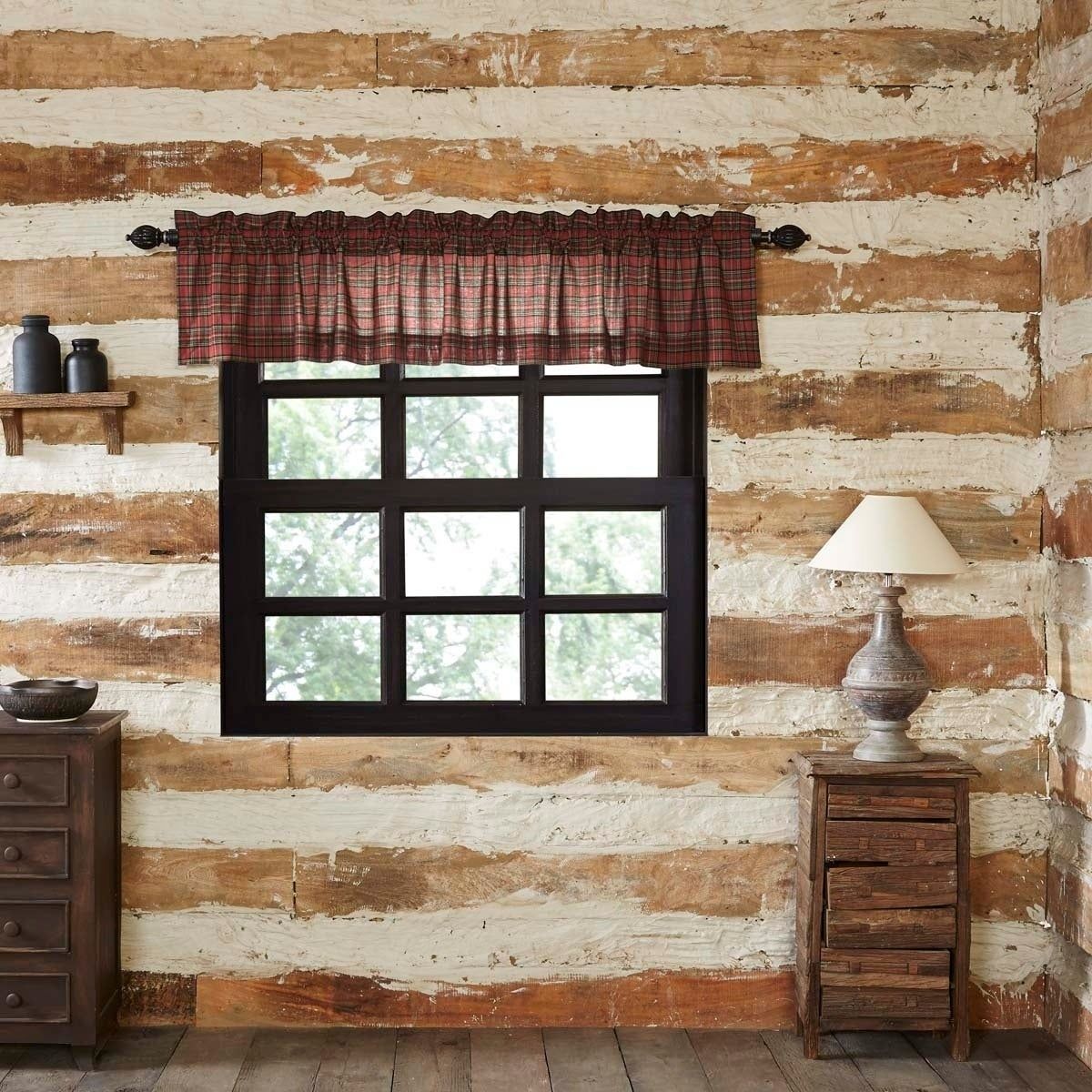 Red Rustic Kitchen Curtains Vhc Tartan Red Plaid Valance Rod Pocket Cotton  Plaid With Rustic Kitchen Curtains (View 6 of 20)