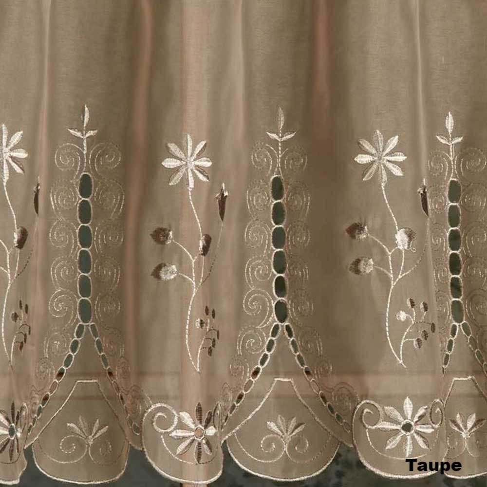 Samantha Embroidered Sheer Tier & Valance | Products With Pleated Curtain Tiers (View 15 of 20)