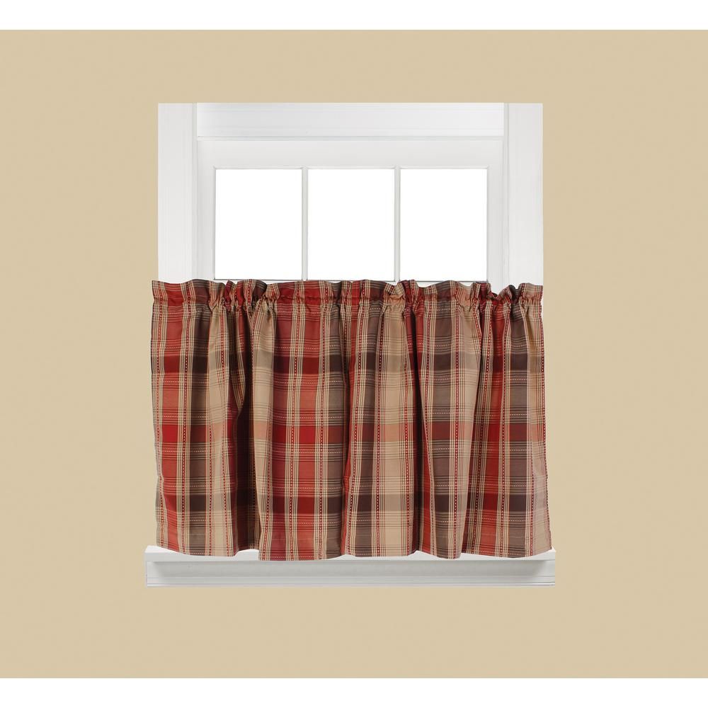 Saturday Knight Cooper Red Polyester Rod Pocket Tier Curtain – 58 In. W X  36 In. L Pertaining To Rod Pocket Kitchen Tiers (Photo 11 of 20)