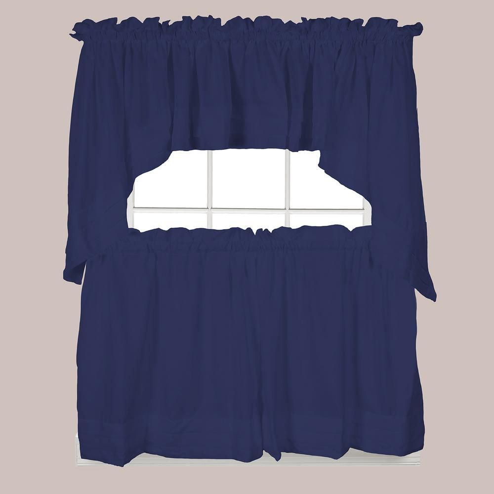 Saturday Knight Holden 24 In. L Polyester Tier Curtain In Navy (2 Pack) Regarding Pleated Curtain Tiers (Photo 16 of 20)