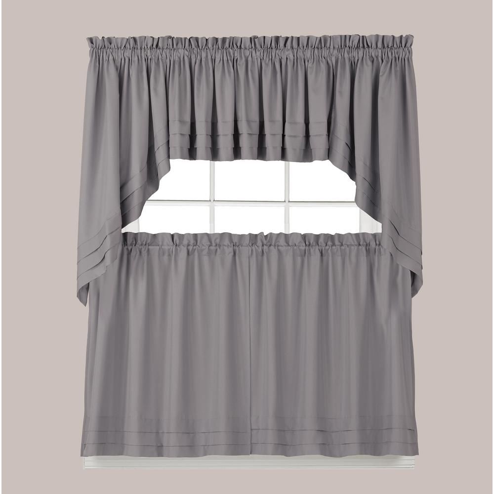Saturday Knight Holden 36 In. L Polyester Tier Curtain In Dove Grey (2 Pack) For Pleated Curtain Tiers (Photo 3 of 20)