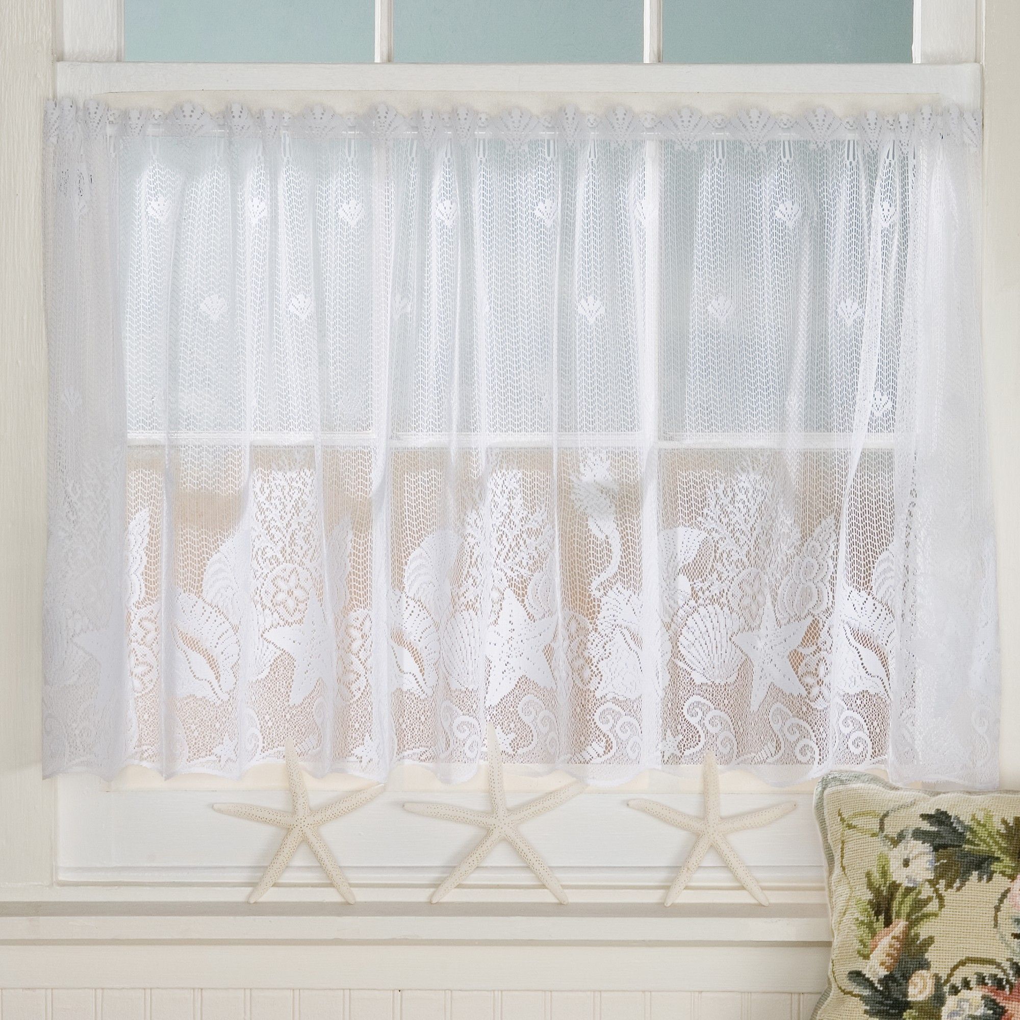 Seashell Lace Curtains | Sturbridge Yankee Workshop For Vintage Sea Shore All Over Printed Window Curtains (View 14 of 20)