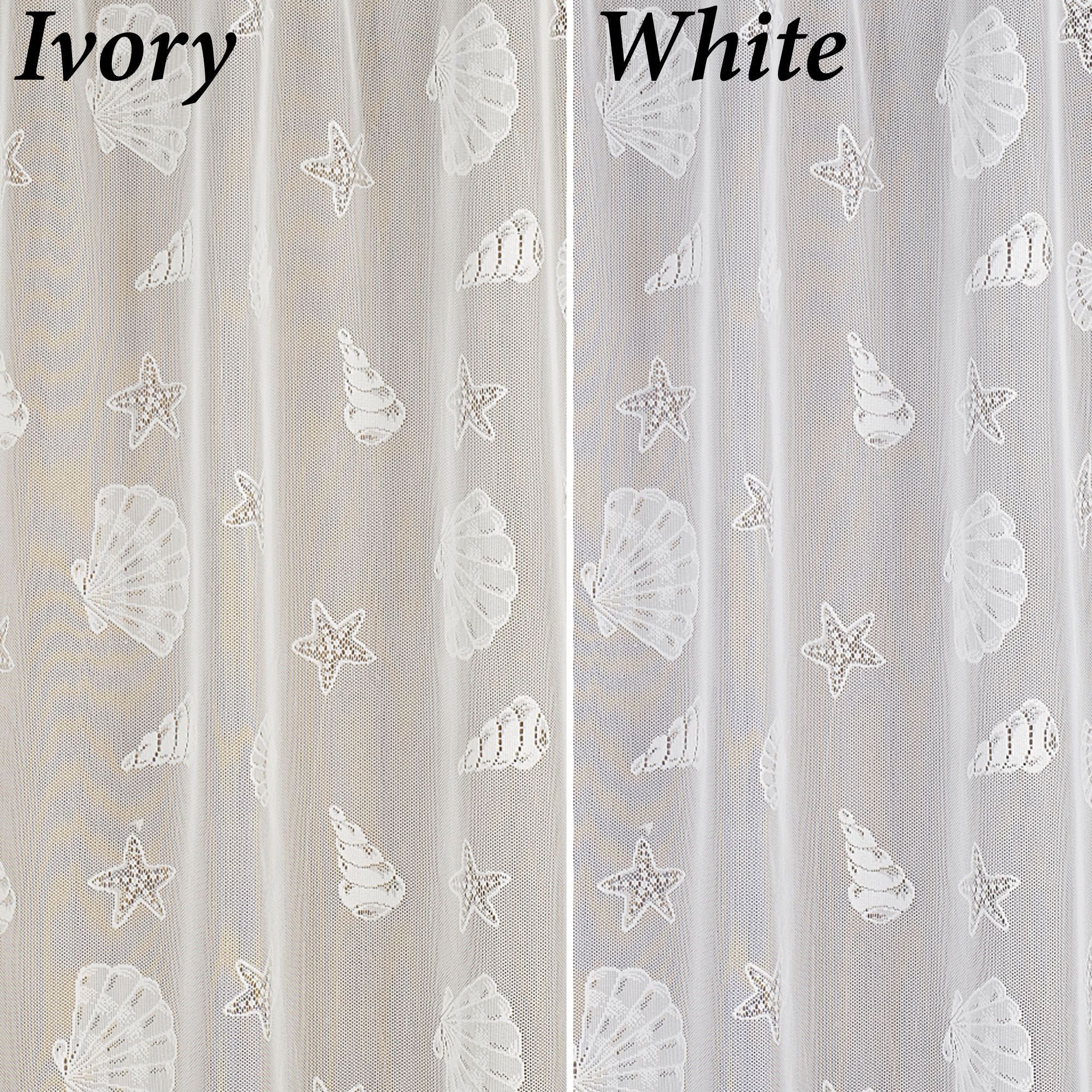 Seashells Lace Shower Curtain | Lace Shower Curtains, Vinyl With Marine Life Motif Knitted Lace Window Curtain Pieces (Photo 12 of 20)