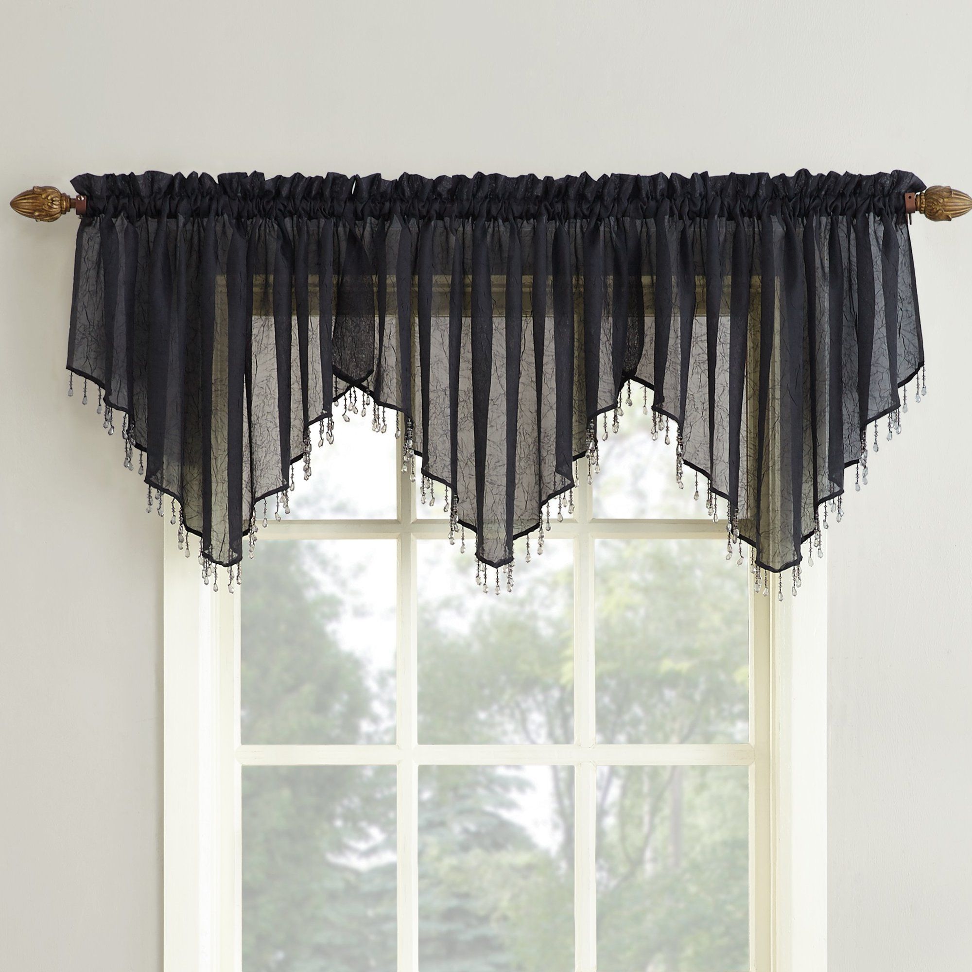 Sheffield Sheer Voile 51" Curtain Valance | Cool Shit Pertaining To Vertical Ruffled Waterfall Valances And Curtain Tiers (View 11 of 20)