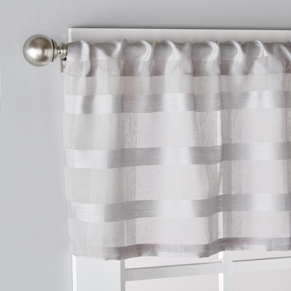 Skl Home Parkland 55 In. W X 16 In. L Polyester Window Valance In Dove Gray With Dove Gray Curtain Tier Pairs (Photo 17 of 20)