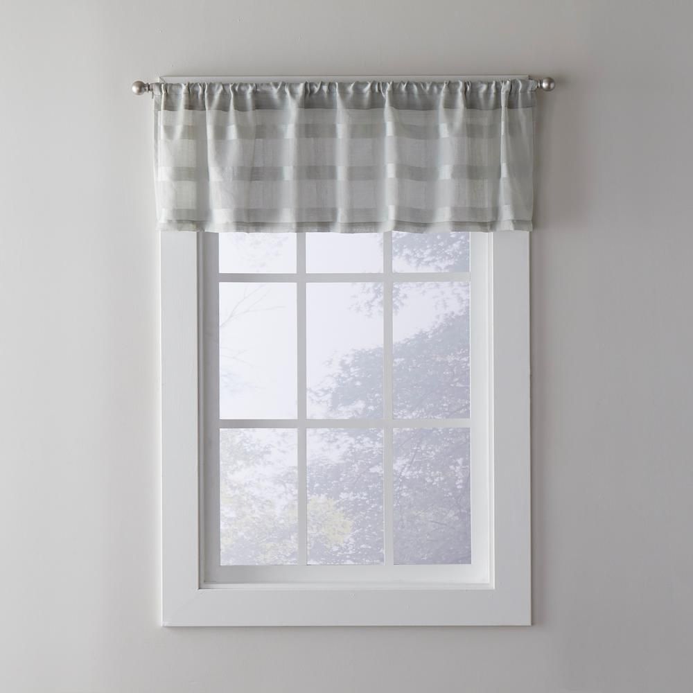 Skl Home Parkland 55 In. W X 16 In. L Polyester Window Valance In Dove Gray With Dove Gray Curtain Tier Pairs (Photo 10 of 20)