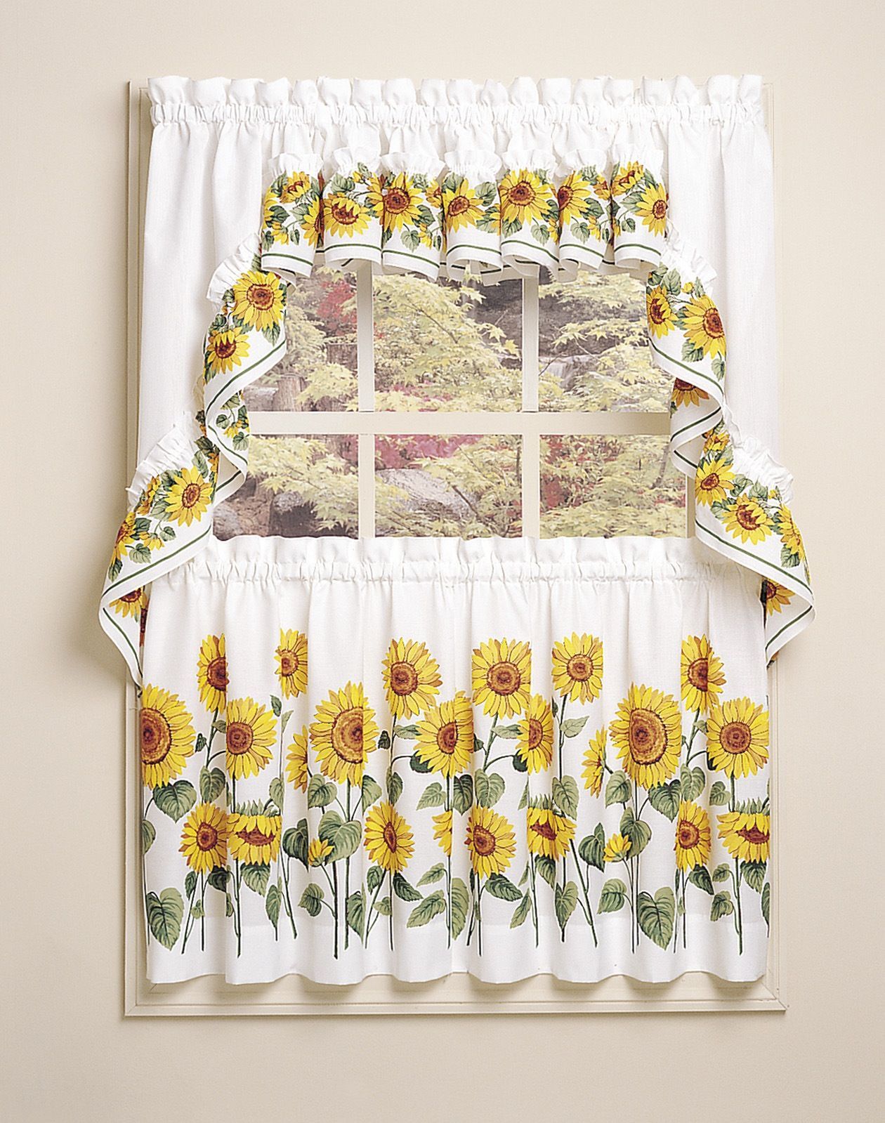 Sunflower Design Kitchen Curtain | Sunflower Kitchen For Traditional Tailored Window Curtains With Embroidered Yellow Sunflowers (View 8 of 20)