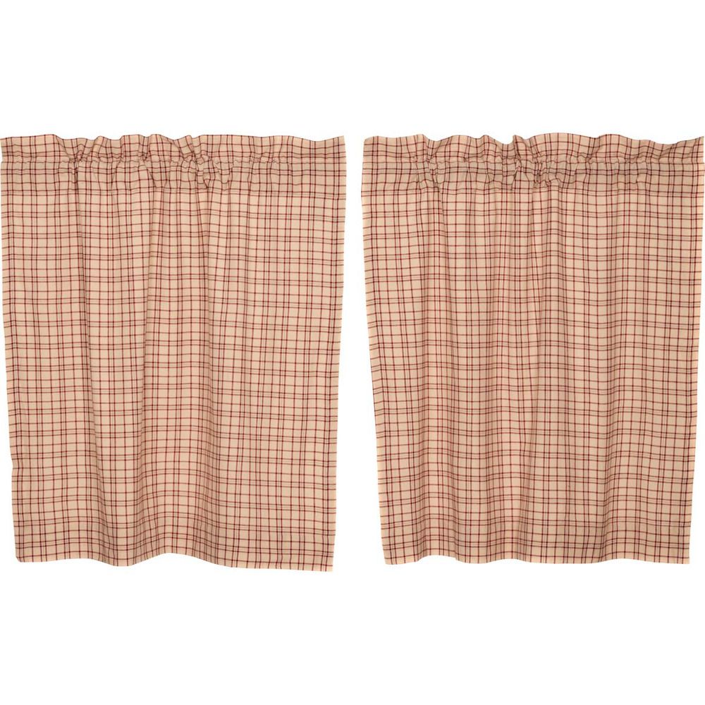 Tacomo Open Plaid 36" Tier Set Rustic Lodge Creme Red Green With Lodge Plaid 3 Piece Kitchen Curtain Tier And Valance Sets (View 15 of 20)